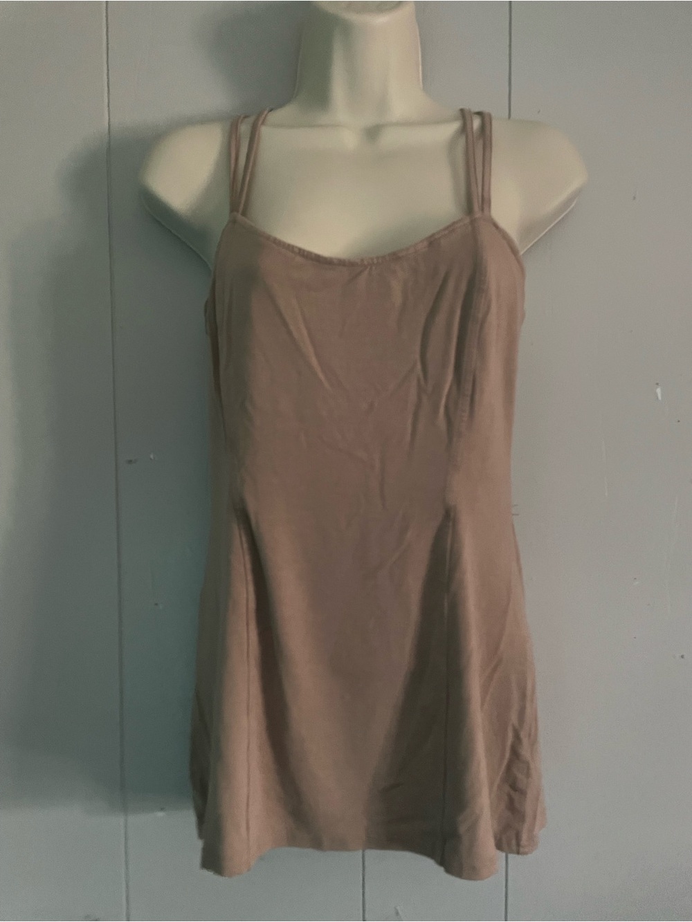 Daytrip Double-Strap Slip Tank Top in Taupe